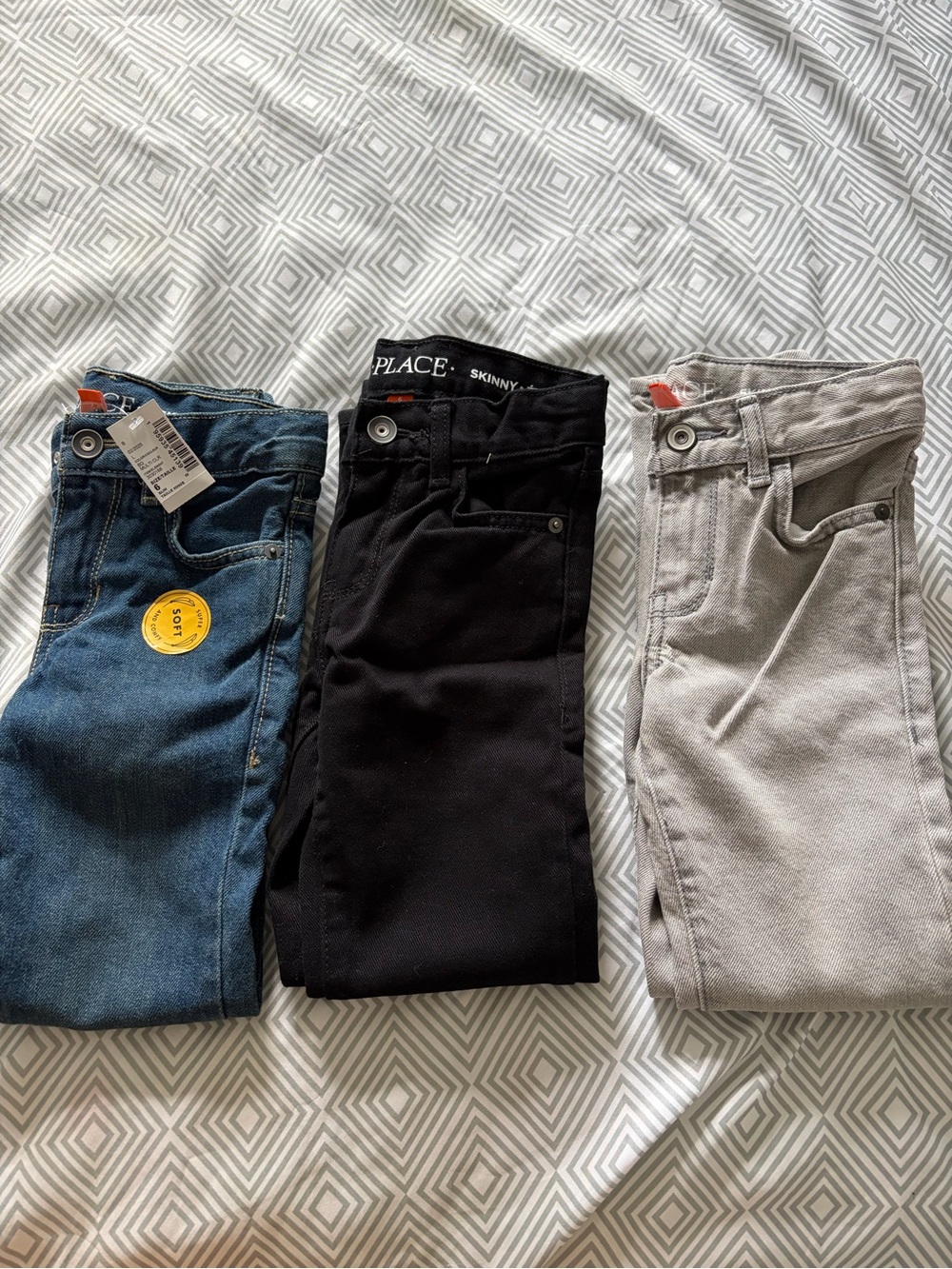 NWT The Children's Place Skinny Jeans Trio - Black, Blue & Light Gray size 6 boy